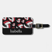 Dark Red Volleyball Sport Patroon Bagagelabel (Voorkant horizontaal)