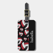 Dark Red Volleyball Sport Patroon Bagagelabel (Voorkant verticaal)