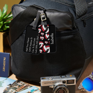 Dark Red Volleyball Sport Patroon Bagagelabel