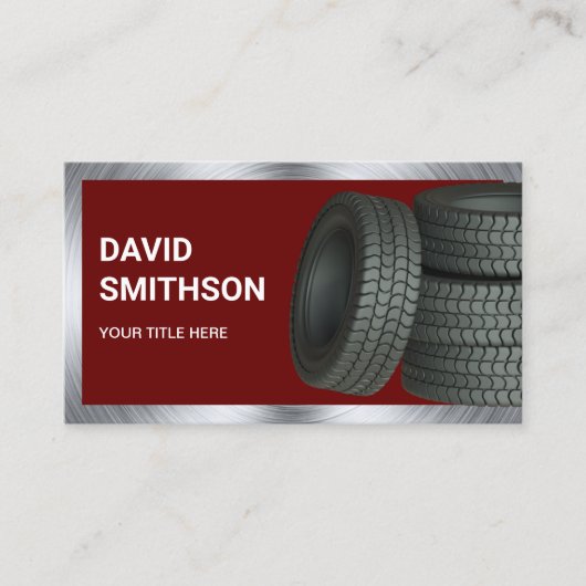Dark Red Wheel Alignment Autobandenwinkel Visitekaartje (Voorkant)