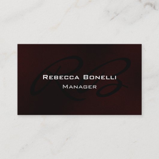 Dark Red White Monogram Manager Visitekaartje (Voorkant)