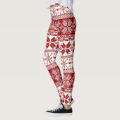 Dark Red Winter Fair Isle Pattern Leggings (Links)
