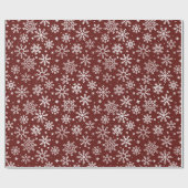 Dark Red Winter Snowflake Pattern Cadeaupapier (Vlak)