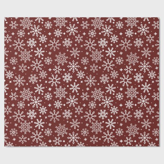 Dark Red Winter Snowflake Pattern Cadeaupapier (Vlak)