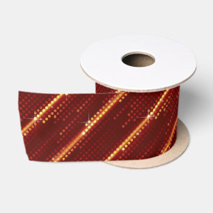 Dark Red Yellow Polka Dots Matrix gepatterd Satijnen Lint