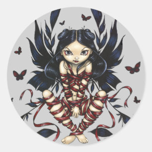 "Dark Ribbon Fairy"-sticker Ronde Sticker