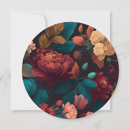 Dark Rich Floral Theme Vrijgezellenfeest Kaart (Achterkant)