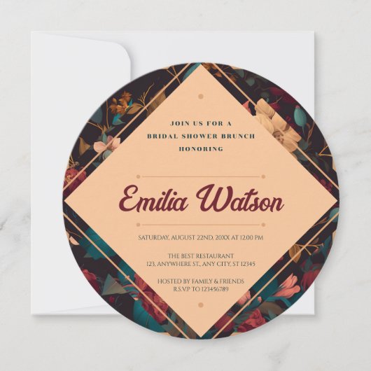 Dark Rich Floral Theme Vrijgezellenfeest Kaart (Voorkant)