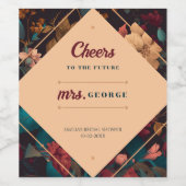 Dark Rich Floral Theme Vrijgezellenfeest Wijn Etiket (Enkel label)