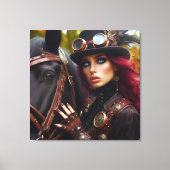 Dark Rider Steampunk Victoriaans Lady Canvas Afdruk (Voorkant)