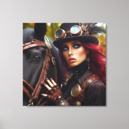 Dark Rider Steampunk Victoriaans Lady Canvas Afdruk