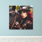 Dark Rider Steampunk Victoriaans Lady Canvas Afdruk (Insitu (Houten vloer))