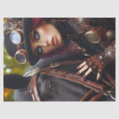 Dark Rider Steampunk Victoriaans Lady Decoupage Tissuepapier (Voorkant)