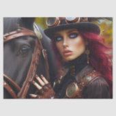 Dark Rider Steampunk Victoriaans Lady Decoupage Tissuepapier (Voorkant)