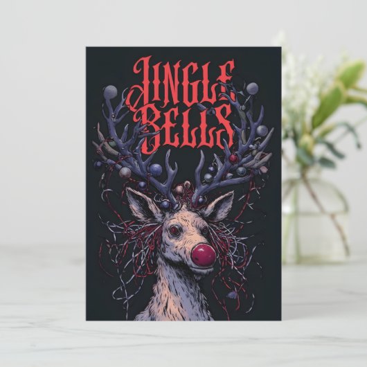 Dark Rock and Roll Unique Christmas Kaart (Staand voorkant)