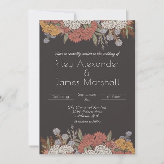 Dark Romance Art Nouveau Bloemen Boeket bruiloft Kaart (Voorkant)