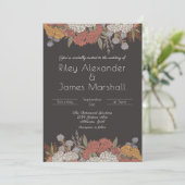 Dark Romance Art Nouveau Bloemen Boeket bruiloft Kaart (Staand voorkant)