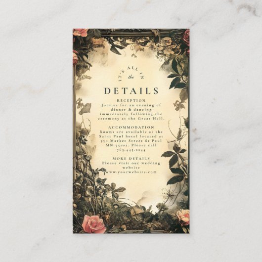 Dark Romance Art Nouveau bruiloft Informatiekaartje (Voorkant)