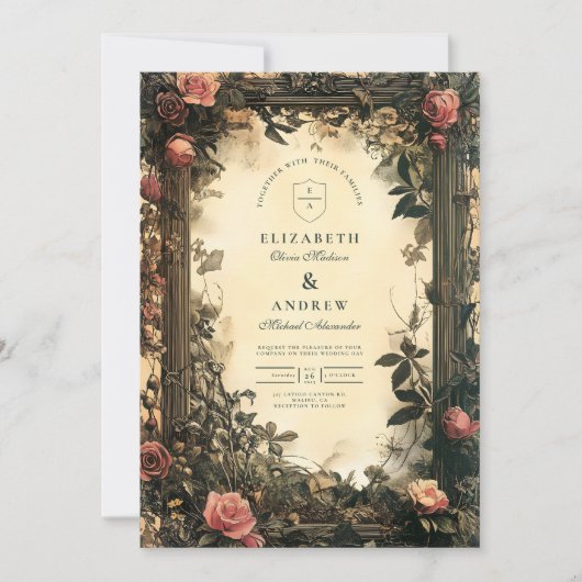 Dark Romance Art Nouveau bruiloft Kaart (Voorkant)