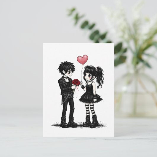 Dark Romance Goth Valentine Postcard Briefkaart (Staand voorkant)
