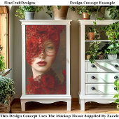 Dark Romance Red Lace Masked Woman CW7L Decoupage Tissuepapier