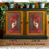 Dark Romance Red Lace Masked Woman CW7L Decoupage Tissuepapier