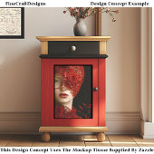 Dark Romance Red Lace Masked Woman CW7R Decoupage Tissuepapier