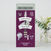 Dark Romance Rock ’n’ Roll Wedding Ticket Kaart (Staand voorkant)