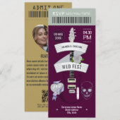 Dark Romance Rock ’n’ Roll Wedding Ticket Kaart (Voorkant / Achterkant)