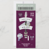 Dark Romance Rock ’n’ Roll Wedding Ticket Kaart (Voorkant)