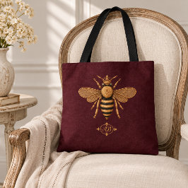 Dark Romance Royal Bee | Bourgondië & Gouden Frans Tote Bag