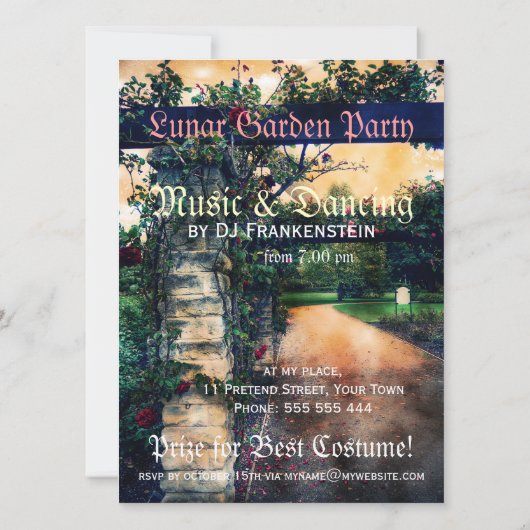 Dark Romance Tuin Feestuitnodigingen Kaart (Achterkant)