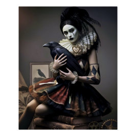 Dark Romantic Crow Motif Perfect Poster