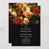 Dark romantic elegant floral flowers wedding kaart (Voorkant / Achterkant)