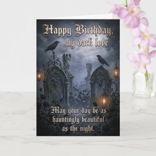 Dark Romantic Eternal Gothic Love Raven Birthday Kaart (Orchidee)