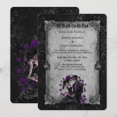 Dark Romantic Floral Gothic wedding invitation Kaart (Voorkant / Achterkant)