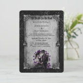 Dark Romantic Floral Gothic wedding invitation Kaart (Staand voorkant)
