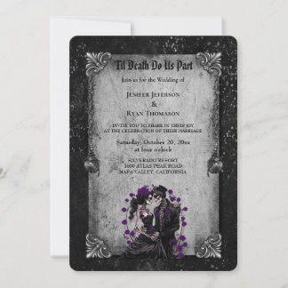 Dark Romantic Floral Gothic wedding invitation Kaart