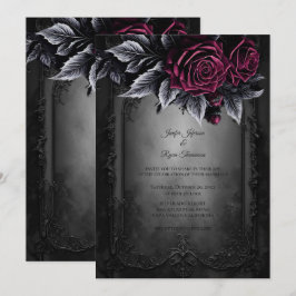 Dark Romantic Floral Gothic wedding invitation Kaart