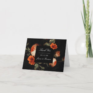 Dark Romantic Floral Rozen Dutch Master Wedding Bedankkaart