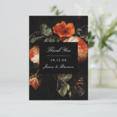 Dark Romantic Floral Rozen Dutch Master Wedding Bedankkaart (Staand voorkant)