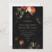 Dark Romantic Floral Rozen Dutch Master Wedding Kaart (Voorkant)