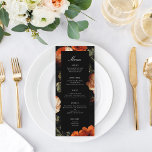 Dark Romantic Floral Rozen Dutch Master Wedding Menu<br><div class="desc">Pas alle tekst aan; de naam van de Bride en van de Groom is op de rug. Pas verder aan om de vorm achter de tekst te veranderen.</div>