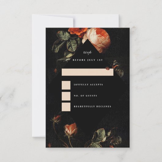 Dark Romantic Floral Rozen Dutch Masters RSVP Kaartje (Voorkant)