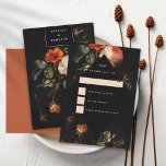 Dark Romantic Floral Rozen Dutch Masters RSVP Kaartje<br><div class="desc">Zwarte diamantvorm (gemaakt van twee bewerkbare driehoeken) boven donkere schilderreproductie door de Nederlandse Meester,  Elias van den Broeck. Verander het achtergrondafbeelding zoals gewenst. Alle tekst kan worden bewerkt. Het element Backer met namen is facultatief.</div>
