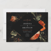 Dark Romantic Floral Rozen Dutch Save the Date Kaart (Voorkant)