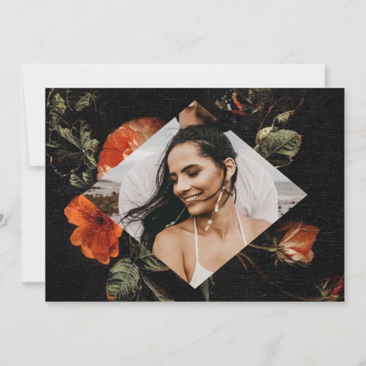 Dark Romantic Floral Rozen Dutch Save the Date Kaart (Achterkant)