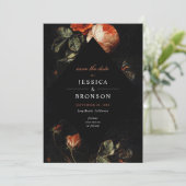 Dark Romantic Floral Rozen Dutch Save the Date Kaart (Staand voorkant)