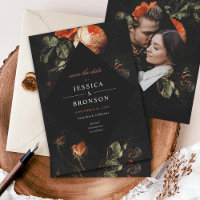 Dark Romantic Floral Rozen Dutch Save the Date