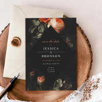 Dark Romantic Floral Rozen Dutch Save the Date